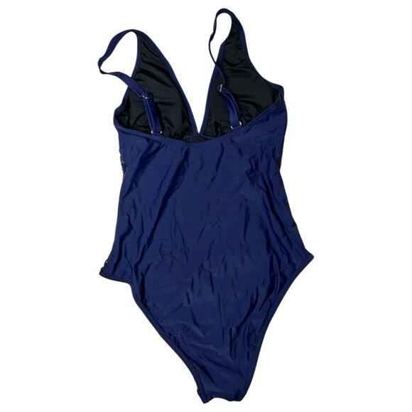 Cupshe Ruched Tummy Control Lace One Piece Swimsuit Navy Size M - Picture 5 of 7